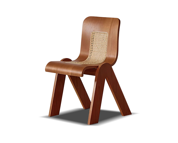 JULQMCZ040 Oak and Rattan Dining Chair
