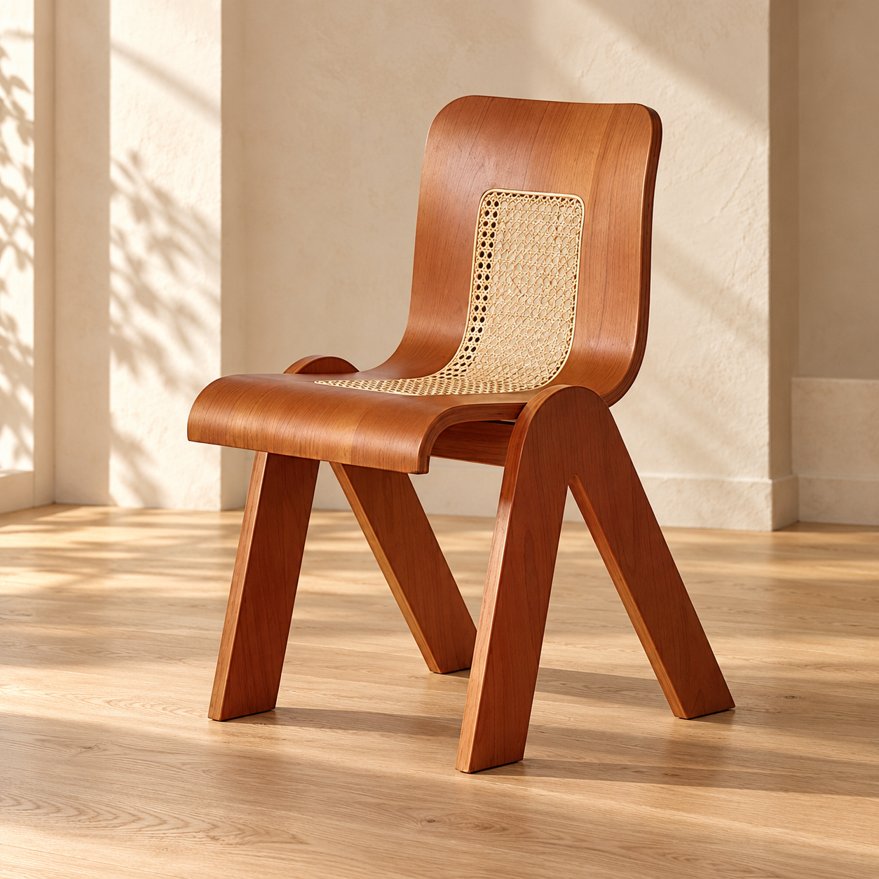 JULQMCZ040 Oak and Rattan Dining Chair