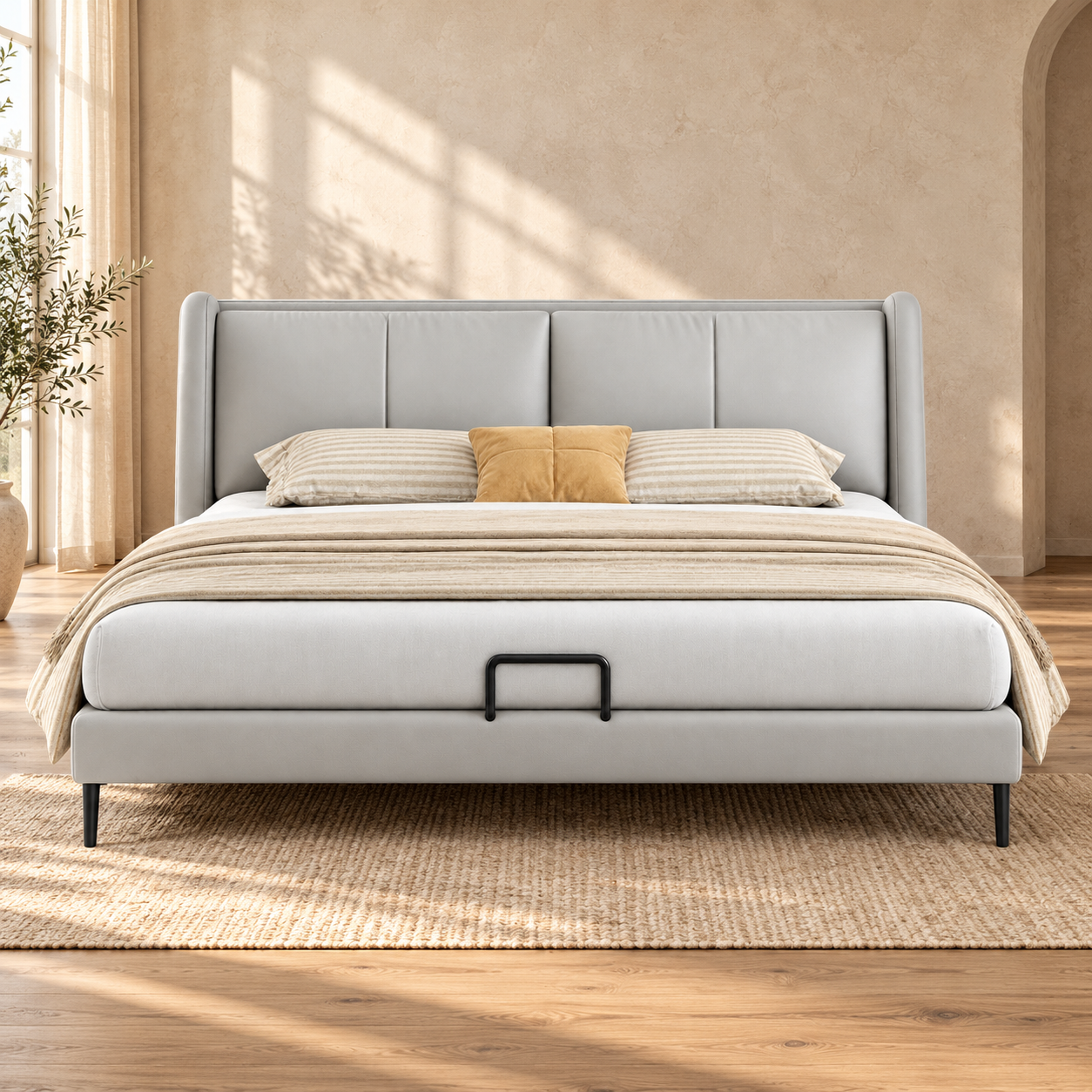 JUXL60 Winged Leather Bed