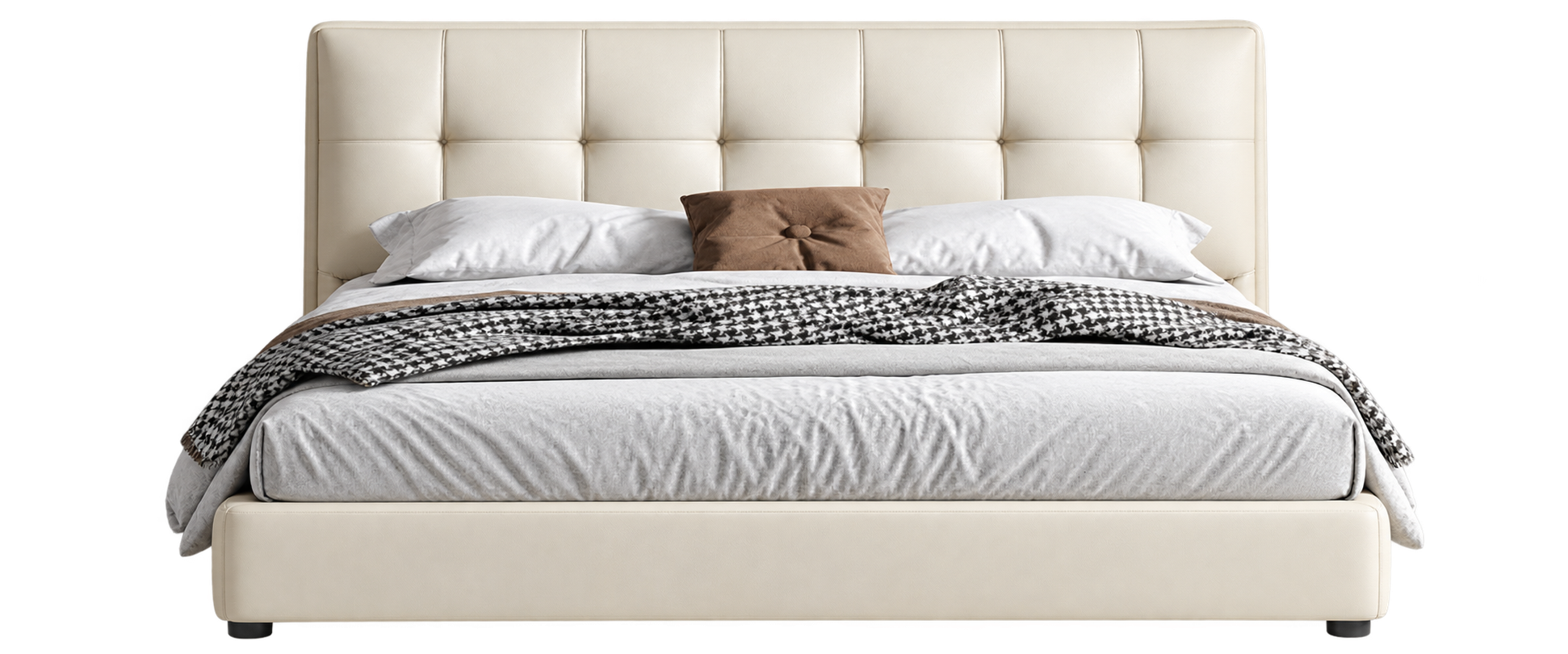 JUXL36 Grid Tufted Leather Bed