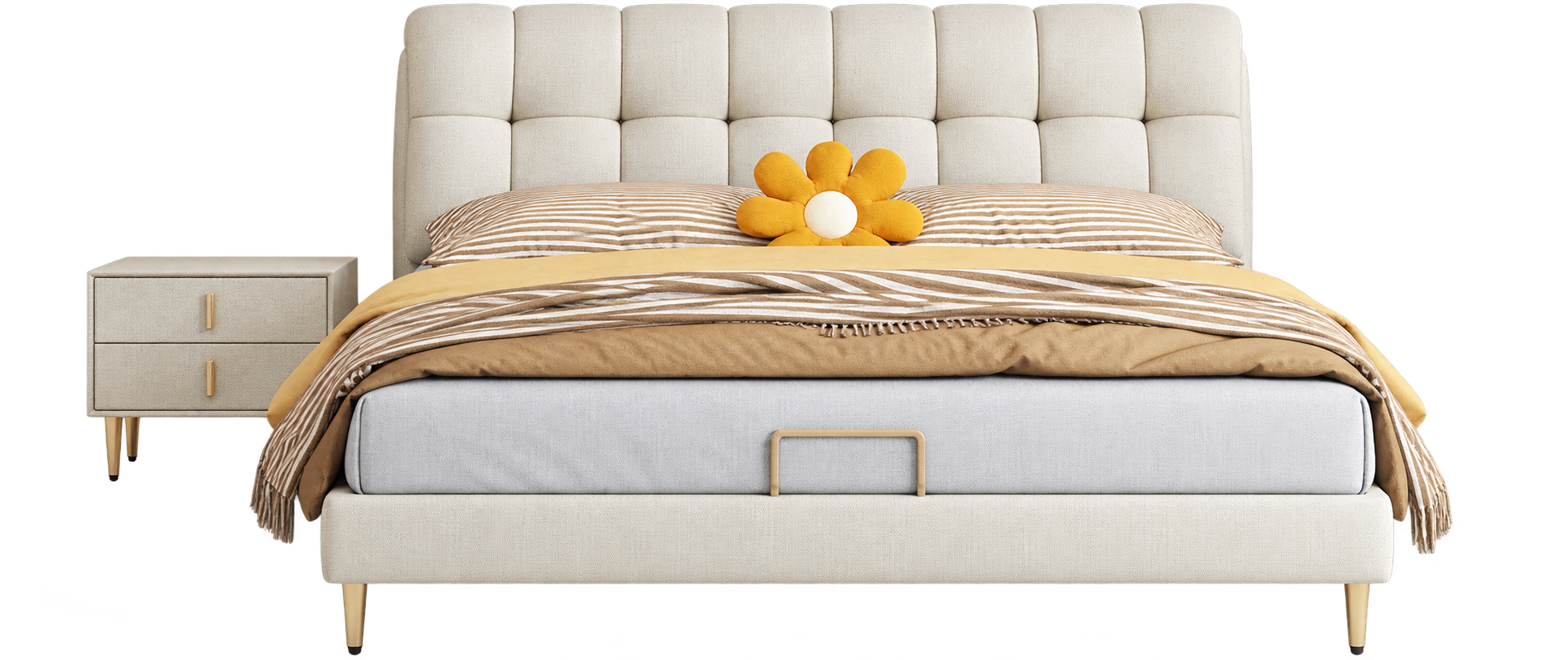 JUXL9754 Channel Tufted Leather Bed