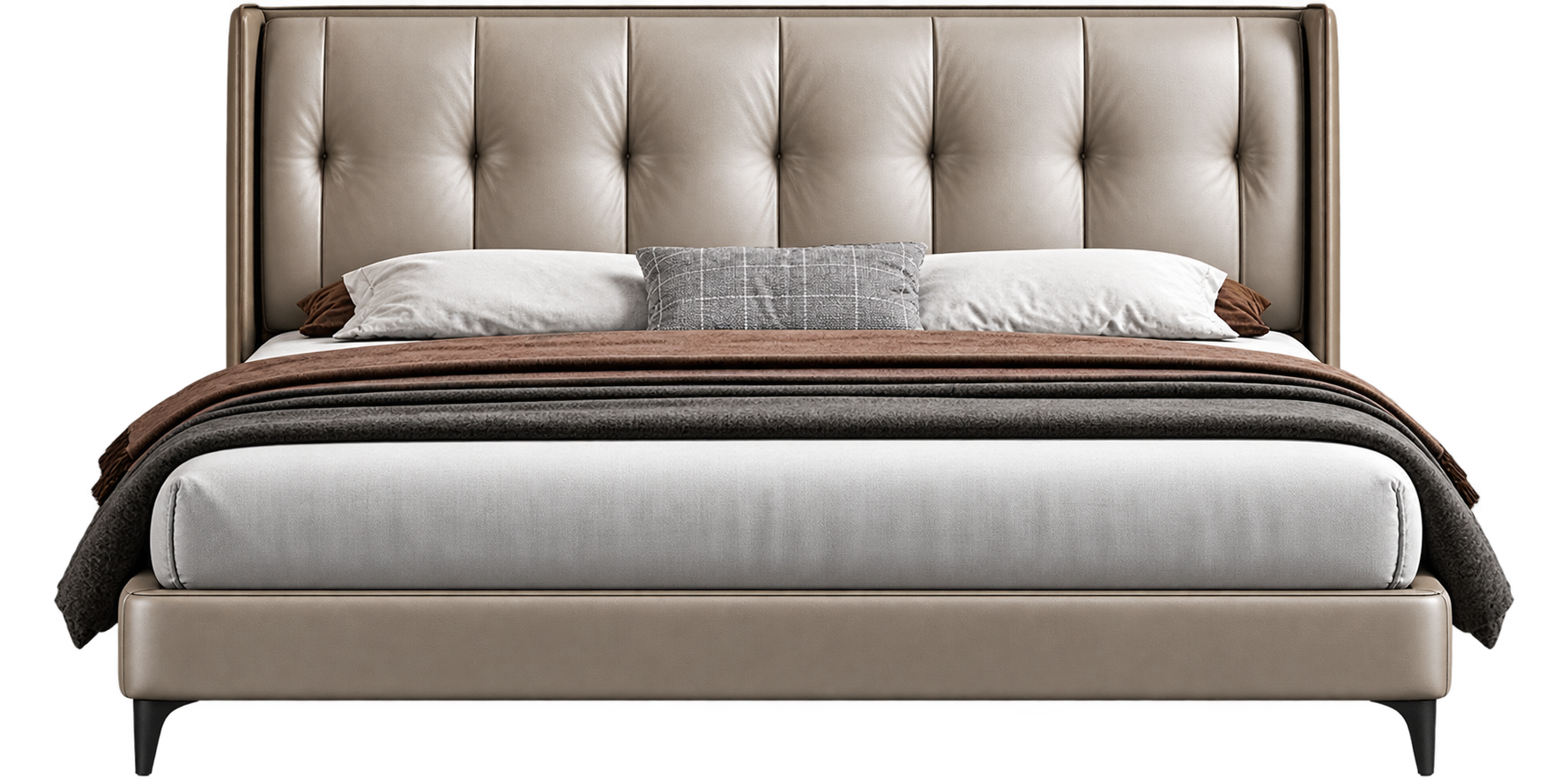 JUXL10905 Bordered Tufted Leather Bed