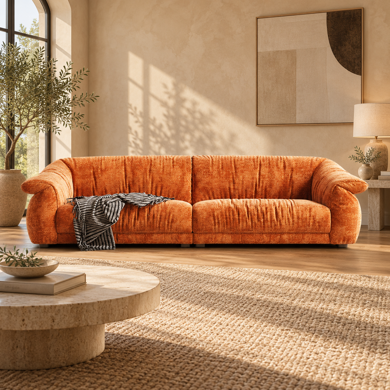 JUDM048 Rounded Chenille Sofa
