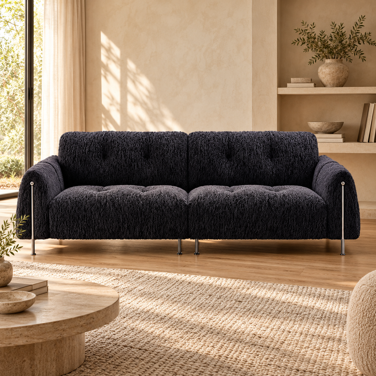 JUXMQ1220 Charcoal Chenille Sofa