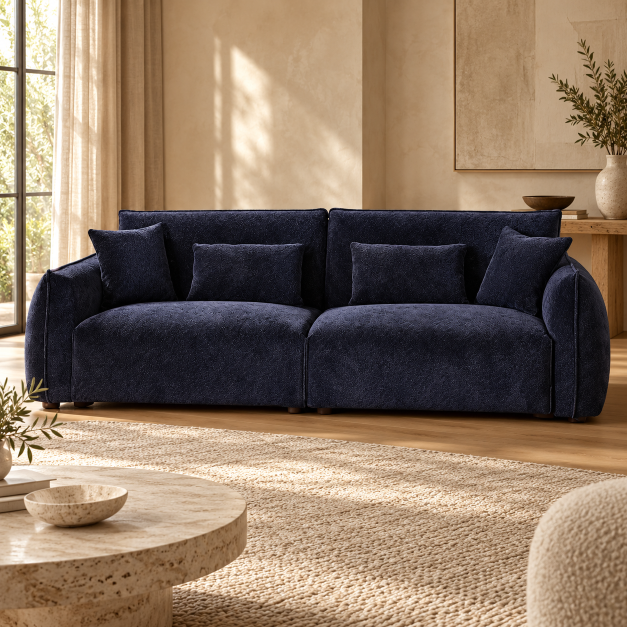 JUXMQ1207 Navy Chenille Sofa