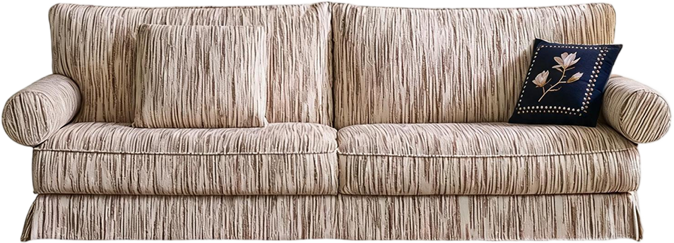 JULX3031 Soft-Stripe Cotton-Linen Sofa