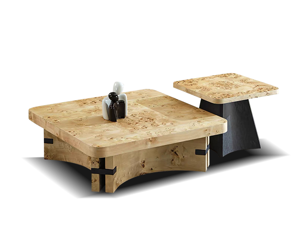 JUBY379 Burl-Veneer Coffee Table Combination