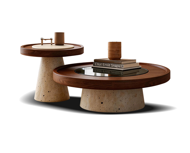 JUJYYC842 Walnut-Inlay Coffee Table Combination
