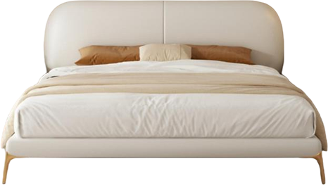 JUXL134 Curved-Headboard Leather Bed