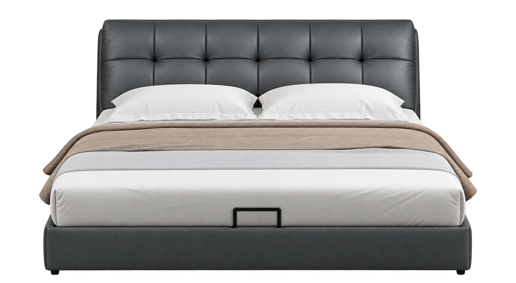 JUXYJ2446 Grid-Panel Leather Bed