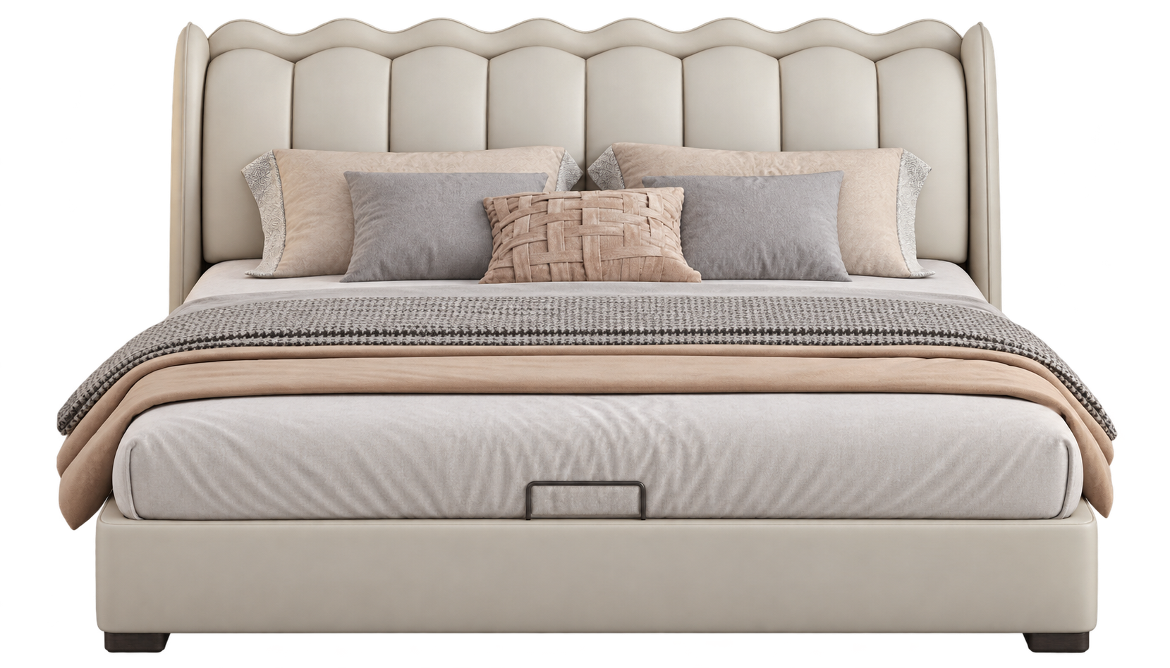 JUJM821 Scalloped Leather Bed