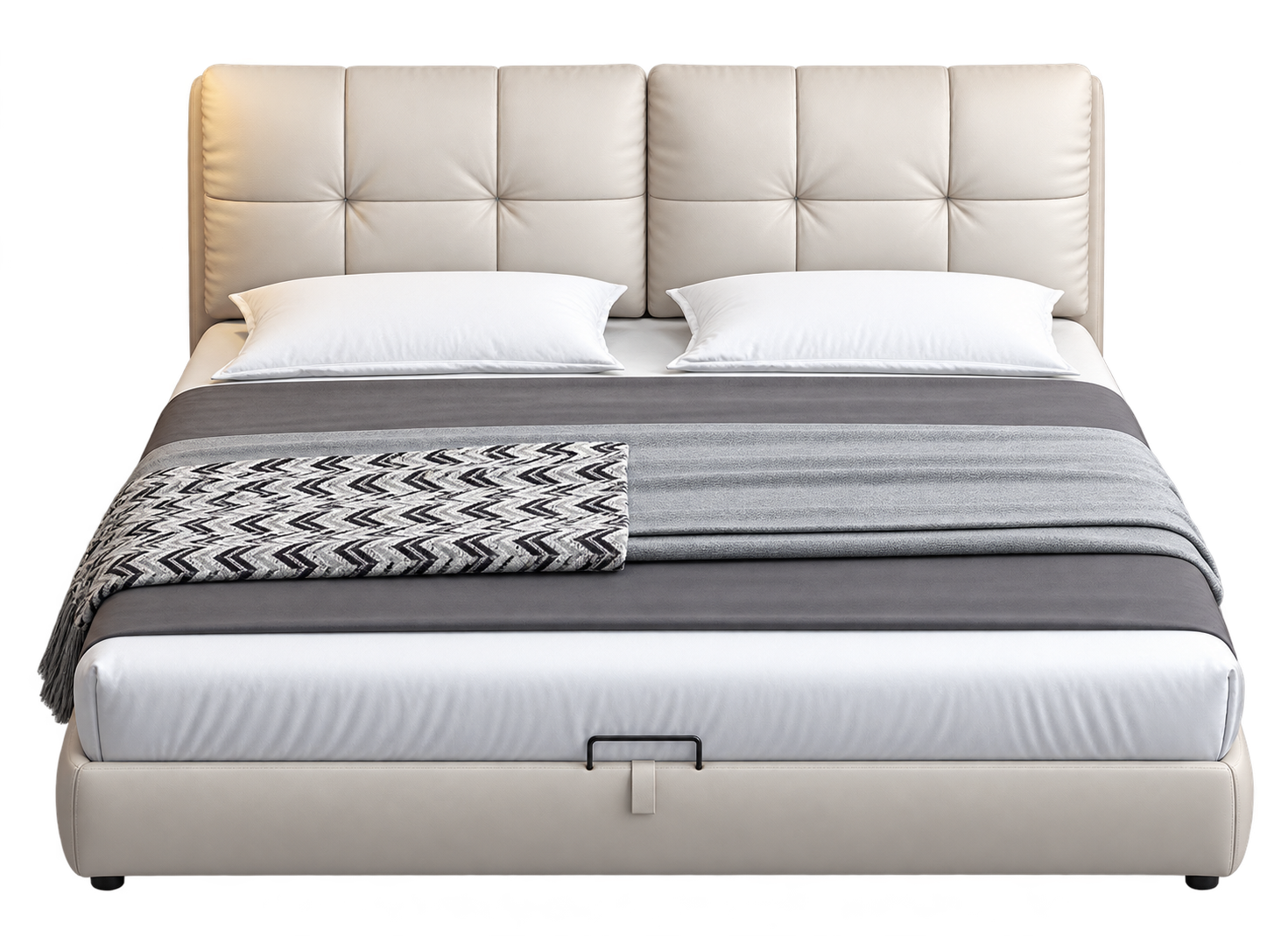 JUXYJ9656 Split-Headboard Leather Bed