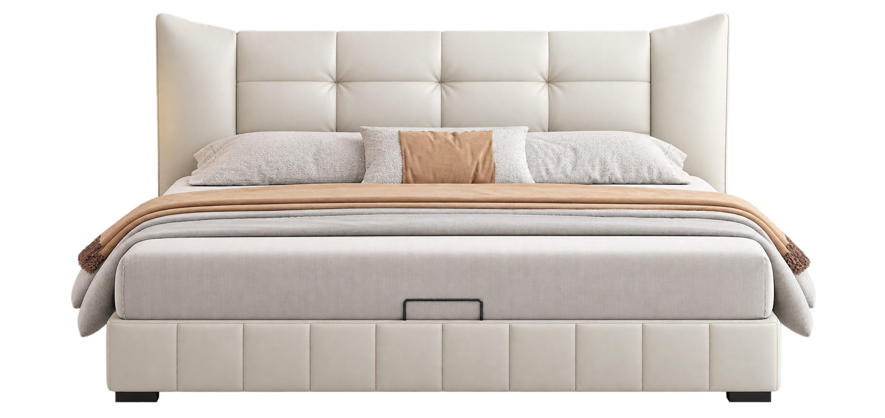 JUJM851 Panelled Leather Bed