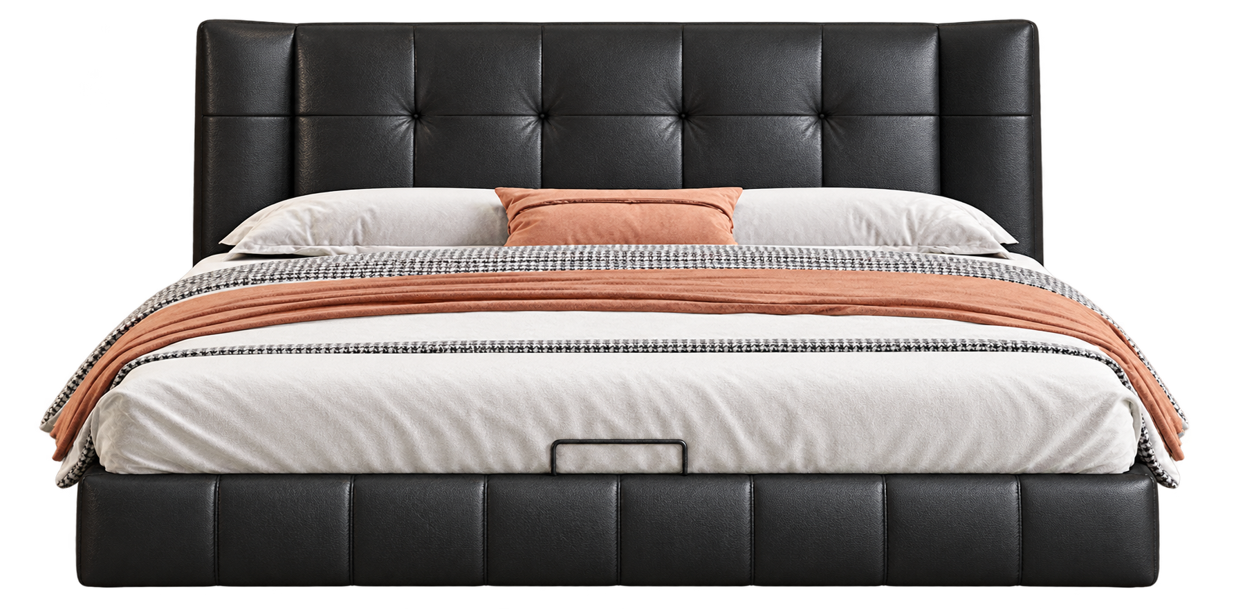JUJM2059 Square-Tufted Leather Bed
