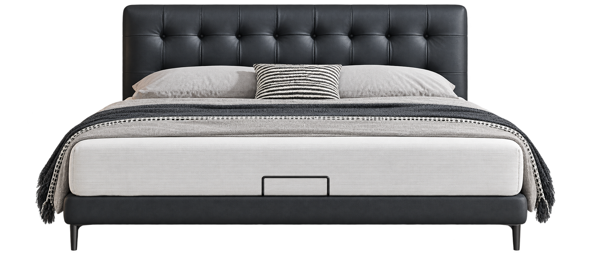 JUXL97 Soft-Edge Tufted Leather Bed