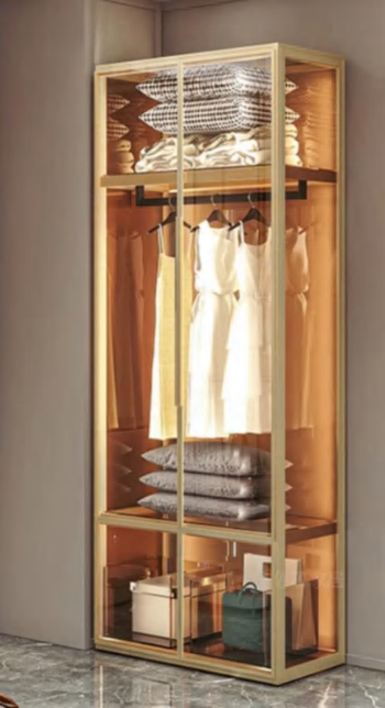 Aluminium Glass 2-Door Wardrobe