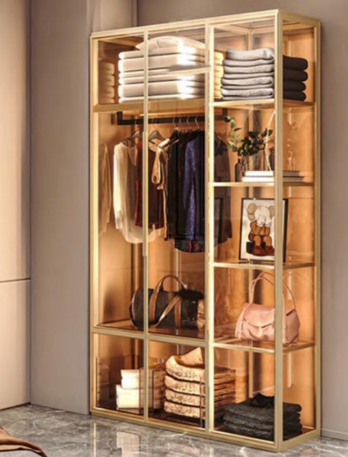 Aluminium Glass 3-Door Wardrobe
