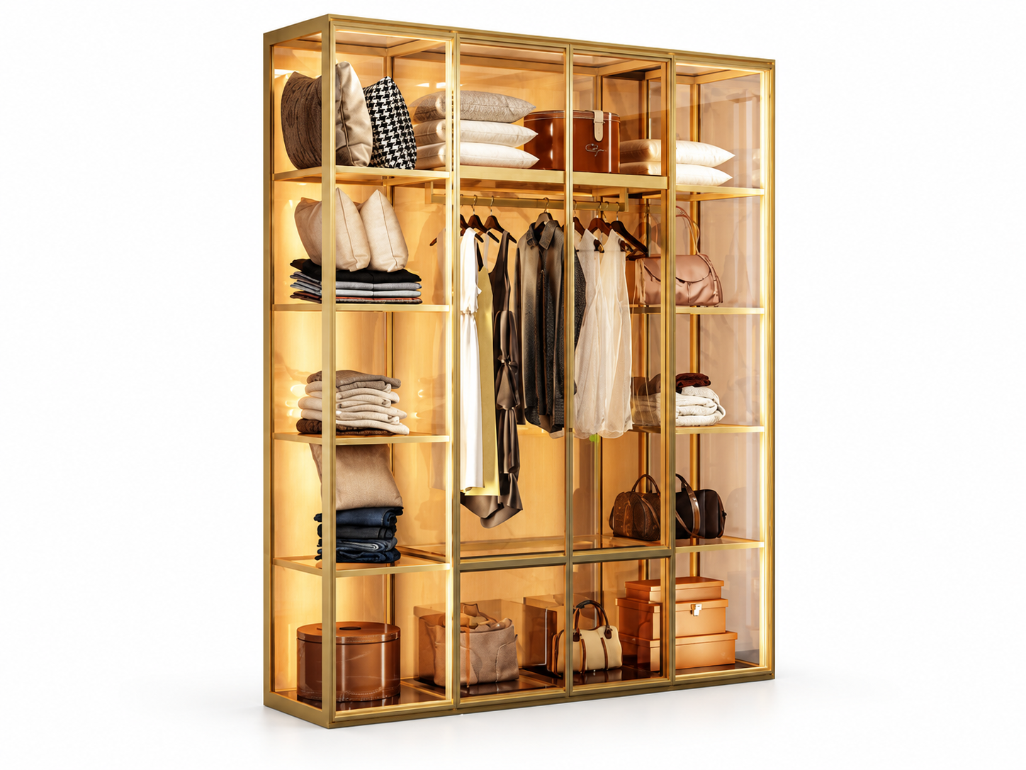 Aluminium Glass 4-Door Wardrobe