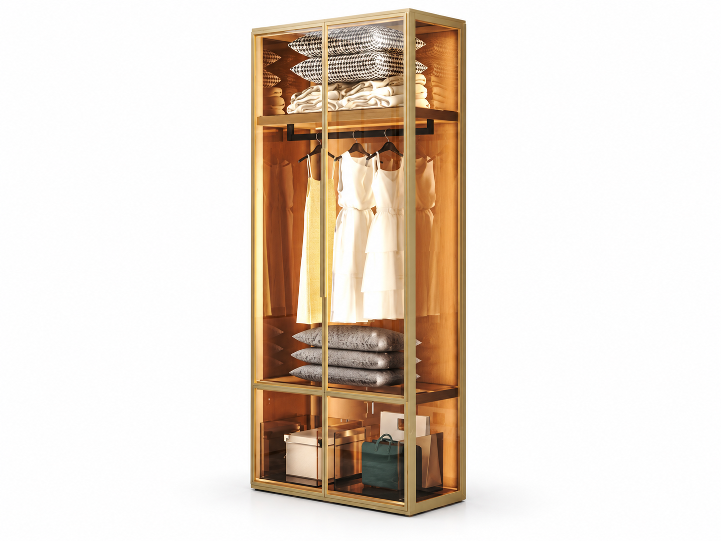 Aluminium Glass 2-Door Wardrobe