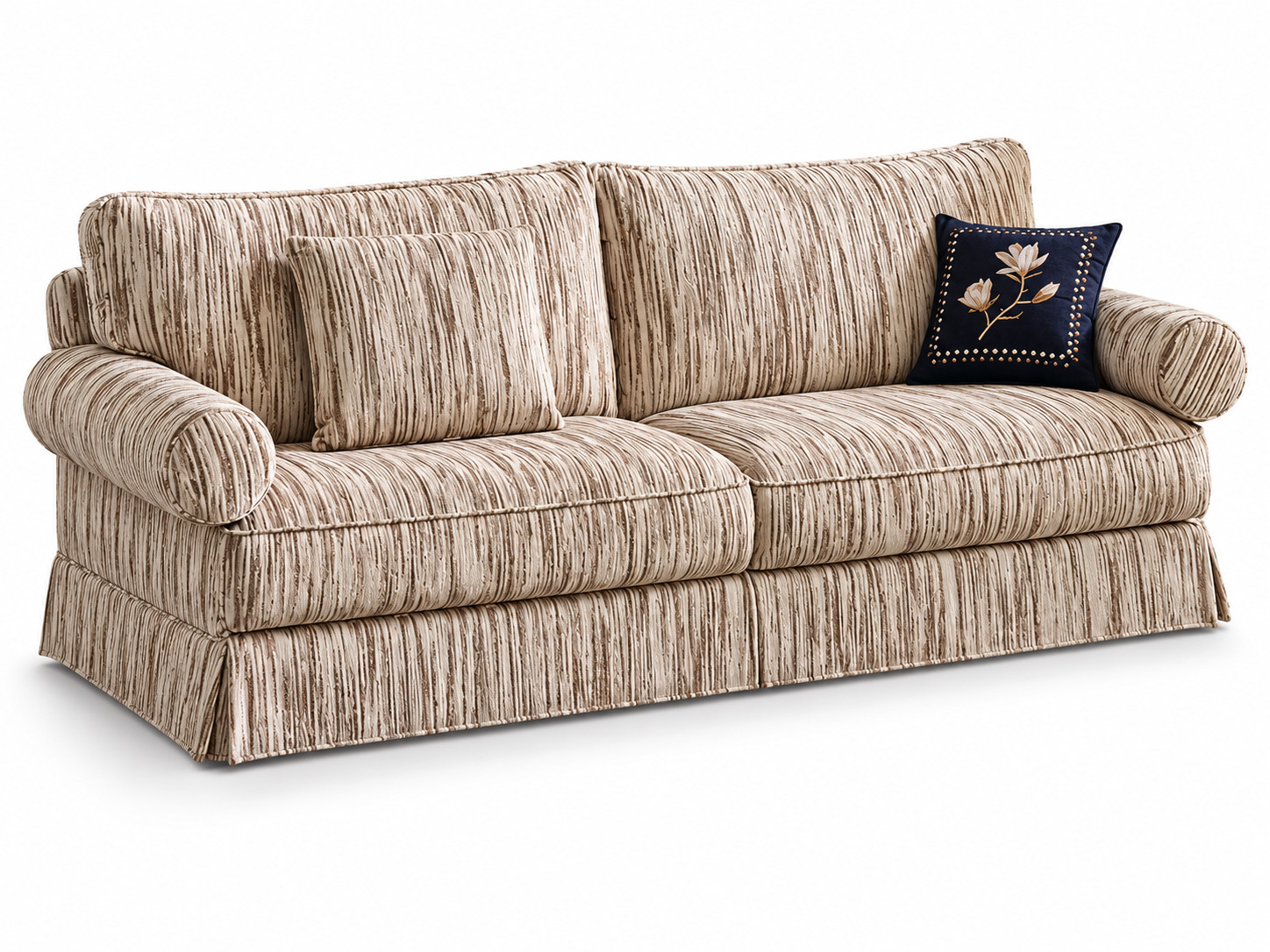 JULX3031 Soft-Stripe Cotton-Linen Sofa