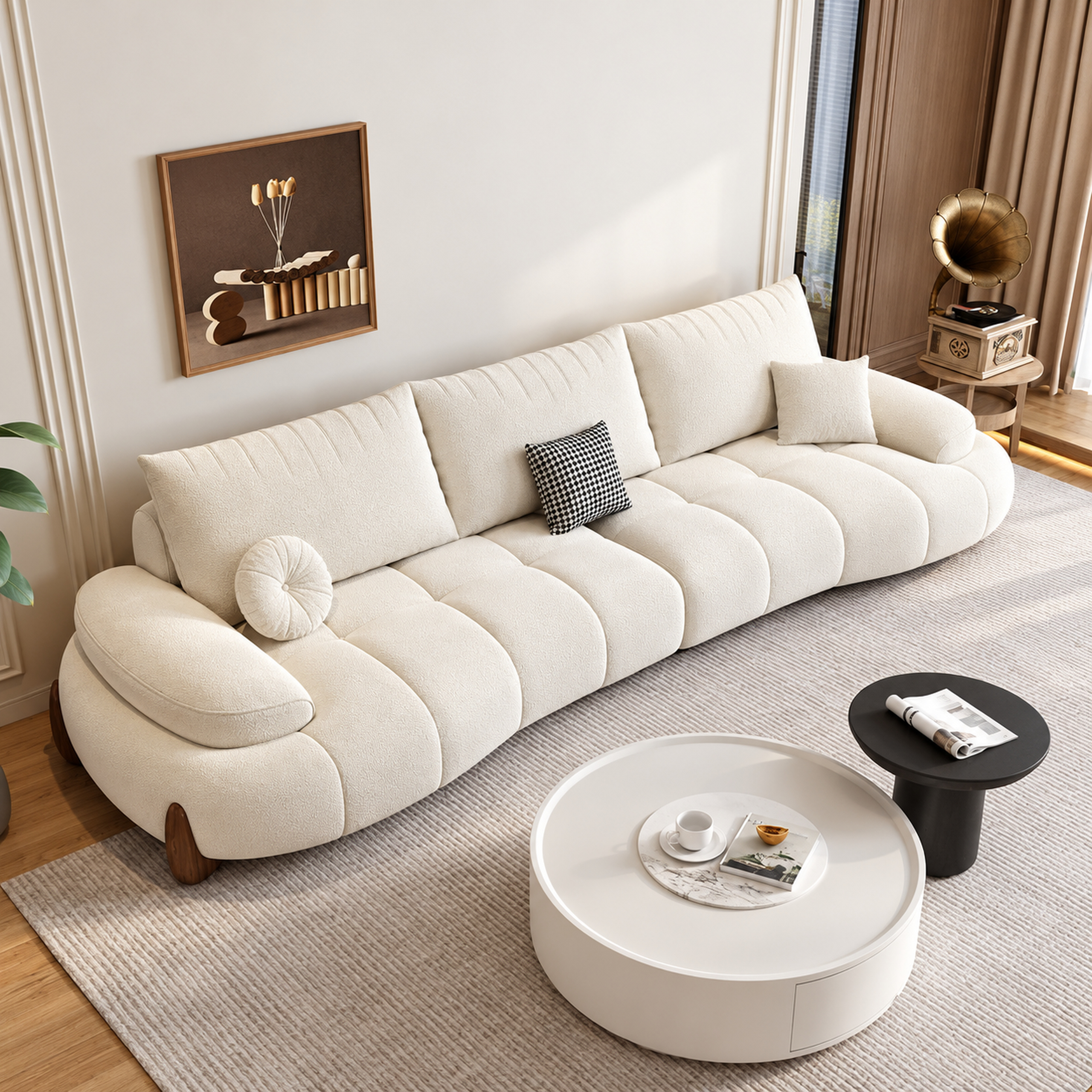 JUXL3007 Rounded Tech-Fabric Sofa
