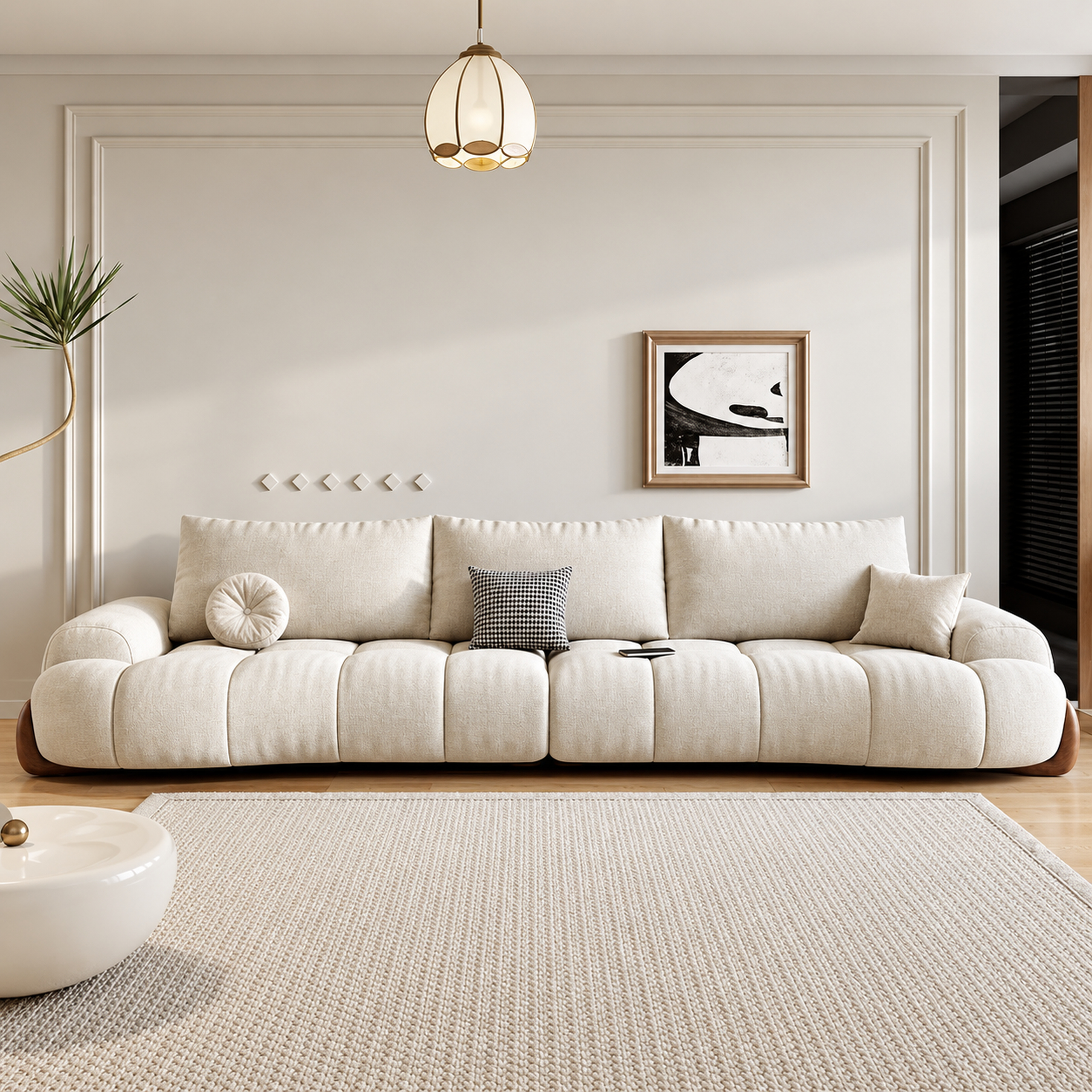 JUXL3007 Rounded Tech-Fabric Sofa