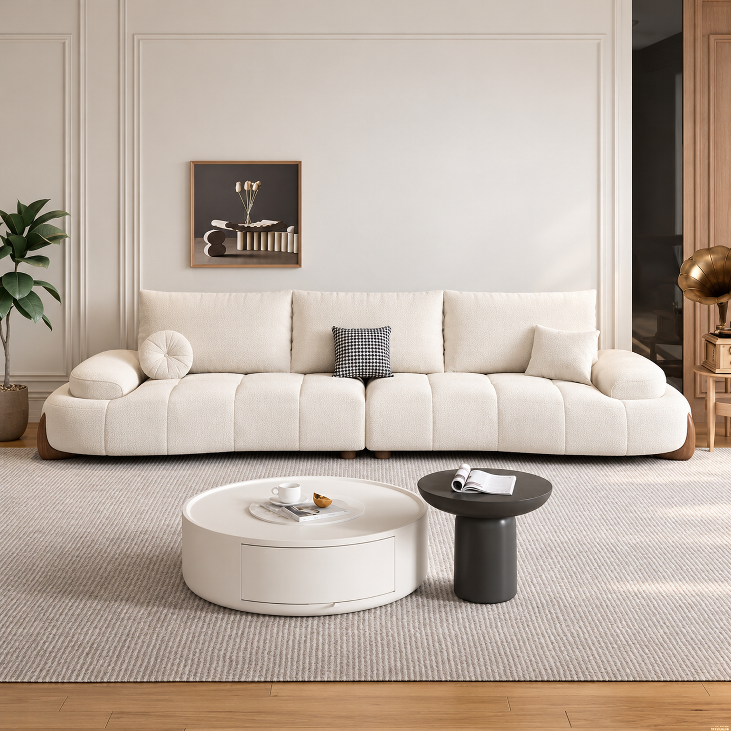 JUXL3007 Rounded Tech-Fabric Sofa