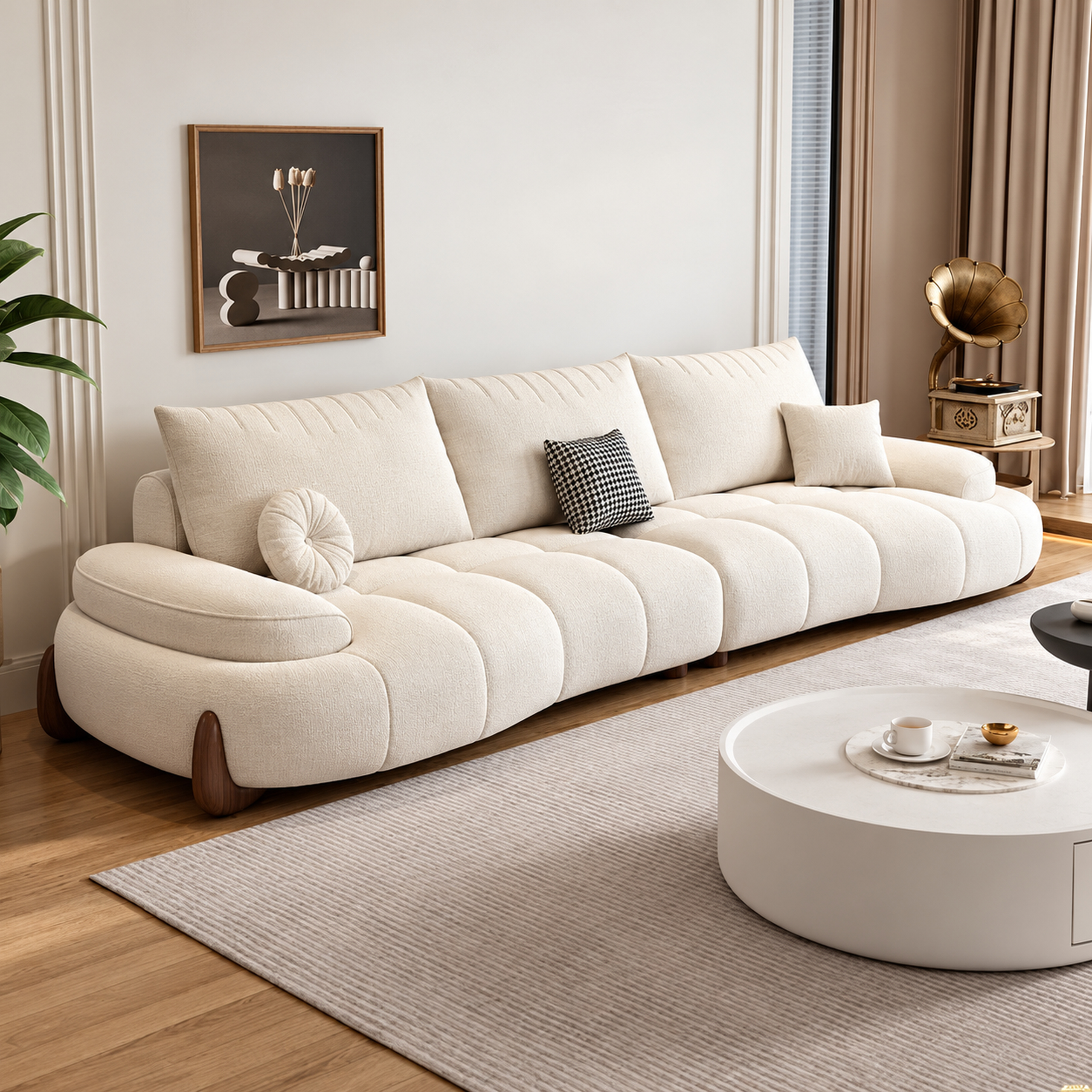 JUXL3007 Rounded Tech-Fabric Sofa