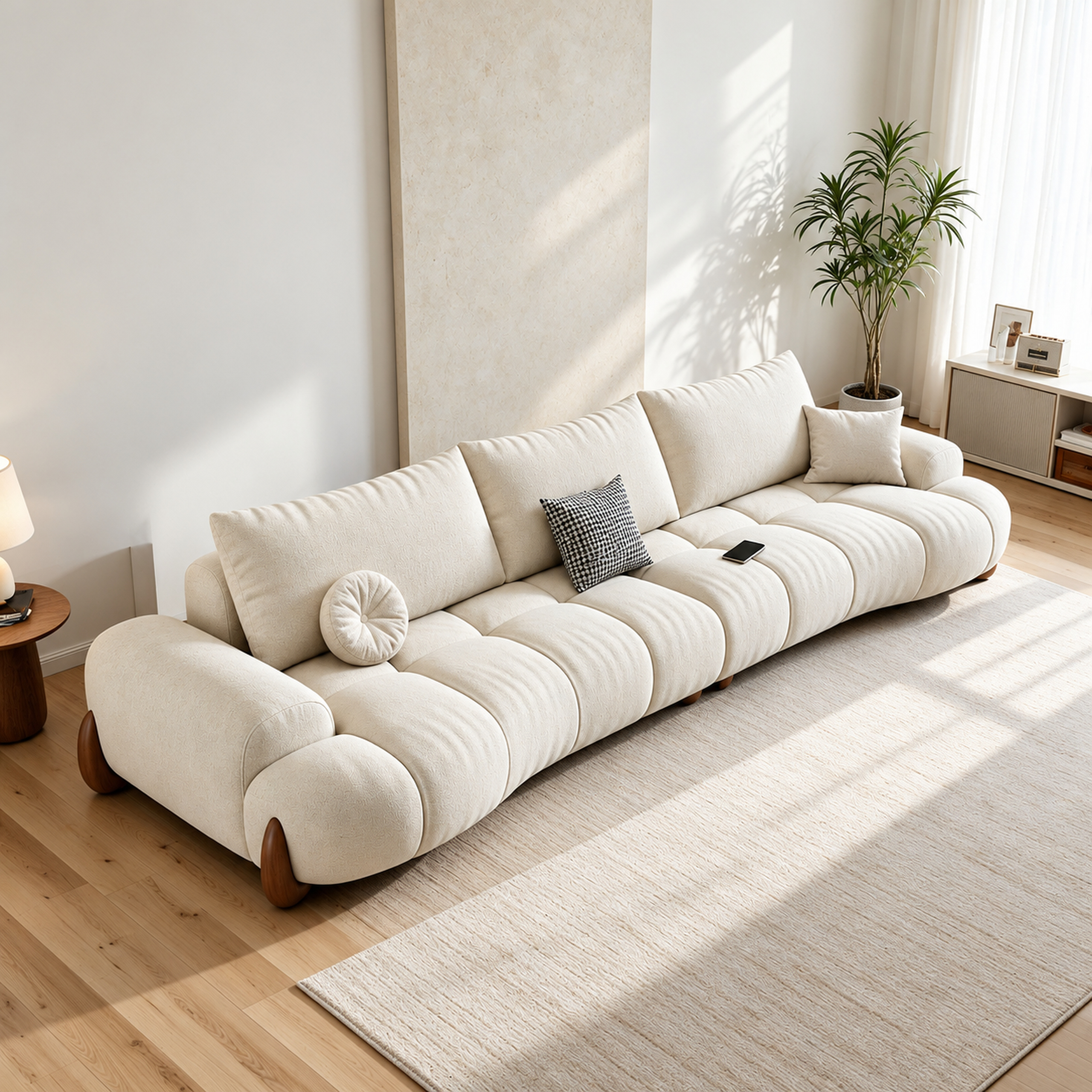 JUXL3007 Rounded Tech-Fabric Sofa