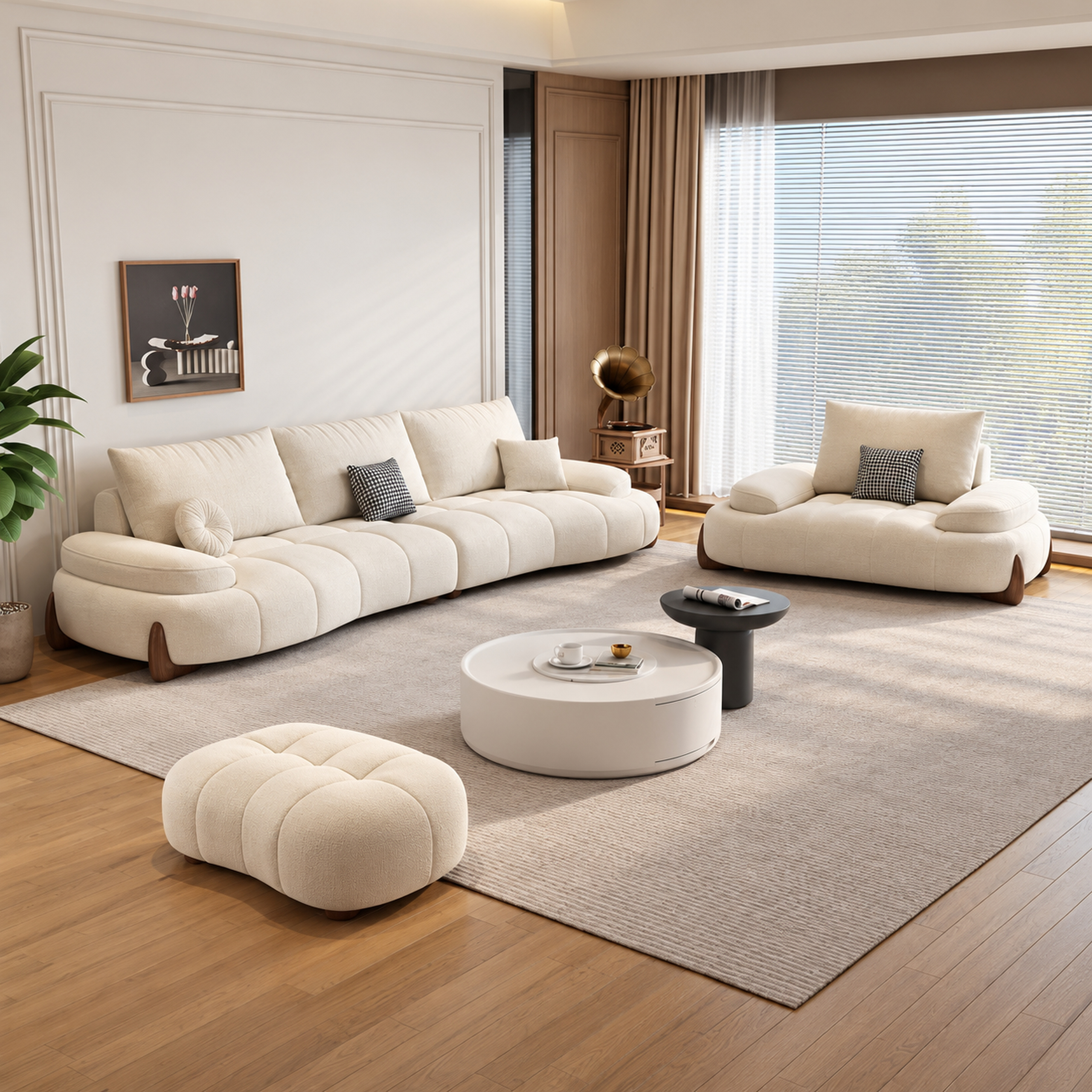 JUXL3007 Rounded Tech-Fabric Sofa